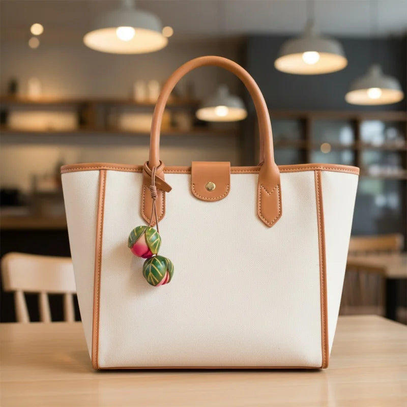 Joyful Bloom Leather Bag Charm – Handmade Full-Grain Leather Flower Pendant | Botanical-Inspired Keychain | Unique Gift & Handbag Accessory