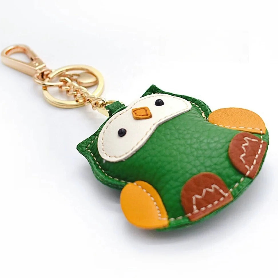 Nordic Owl Leather Bag Charm – Full-Grain Leather Keychain & Bookmark | Cute Handmade Owl Pendant | Whimsical Gift for Bag & Journal Lovers