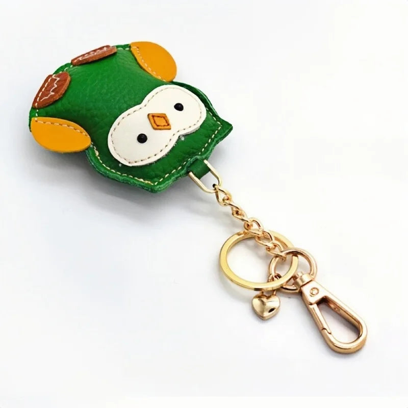 Nordic Owl Leather Bag Charm – Full-Grain Leather Keychain & Bookmark | Cute Handmade Owl Pendant | Whimsical Gift for Bag & Journal Lovers