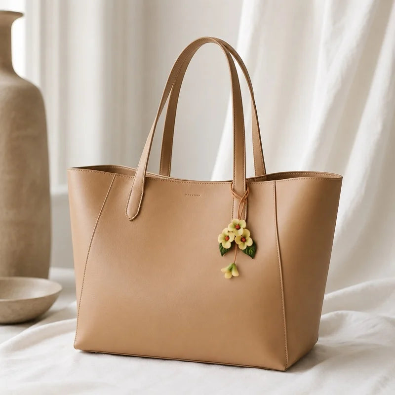 Dije para bolso de cuero "Flor de Amor" – Colgante de flor de cuero flor hecho a mano | Elegante llavero botánico | Regalo romántico para mujer