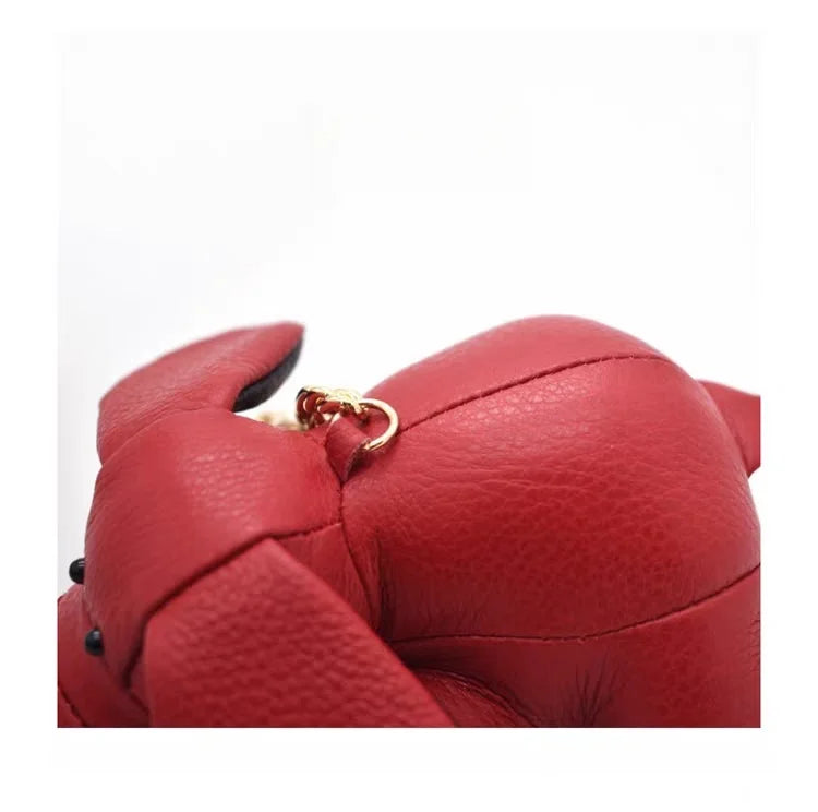 Handcrafted 3D Leather Puppy Bag Charm – Nordic Style Genuine Leather Dog Keychain | Cute Handbag Pendant Accessory | Creative Gift for Her