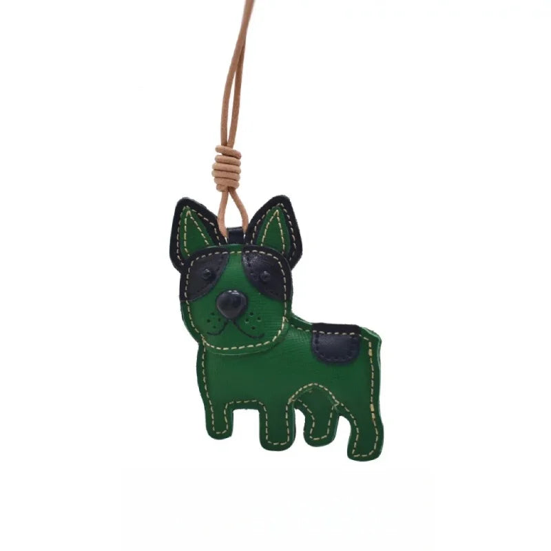Nordic-Inspired Leather Dog Bag Charm – Handmade Full-Grain Leather Keychain | Cute Puppy Handbag Pendant | Minimalist Gift for Her
