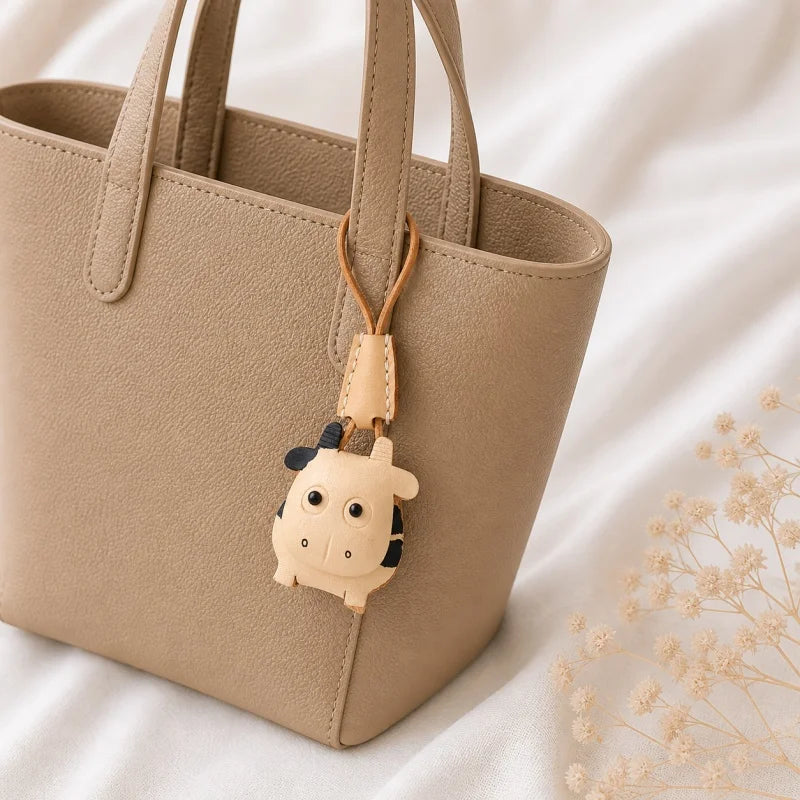 Amuleto de cuero con animal del zodiaco nórdico – Llavero de cuero de grano completo hecho a mano | Bonito colgante de animal para bolso | Regalo para ella