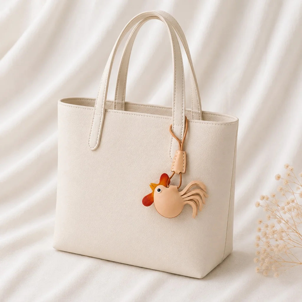 Amuleto de cuero con animal del zodiaco nórdico – Llavero de cuero de grano completo hecho a mano | Bonito colgante de animal para bolso | Regalo para ella