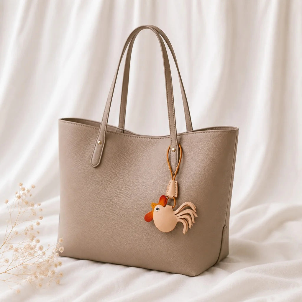 Amuleto de cuero con animal del zodiaco nórdico – Llavero de cuero de grano completo hecho a mano | Bonito colgante de animal para bolso | Regalo para ella