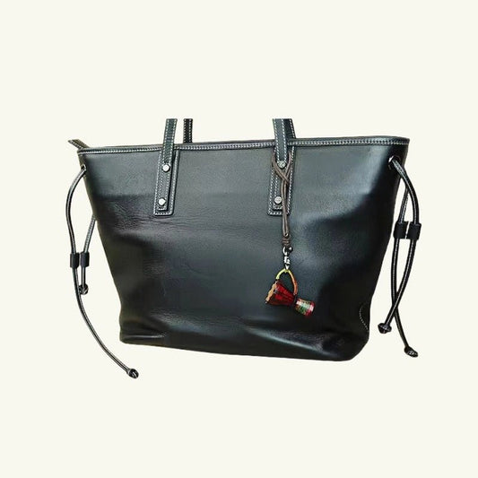 African Drum Bag Charm – Handcrafted Leather Accessory, Full - Grain Cowhide, Unique Cultural Gift for Backpack or Keyring - shewearing