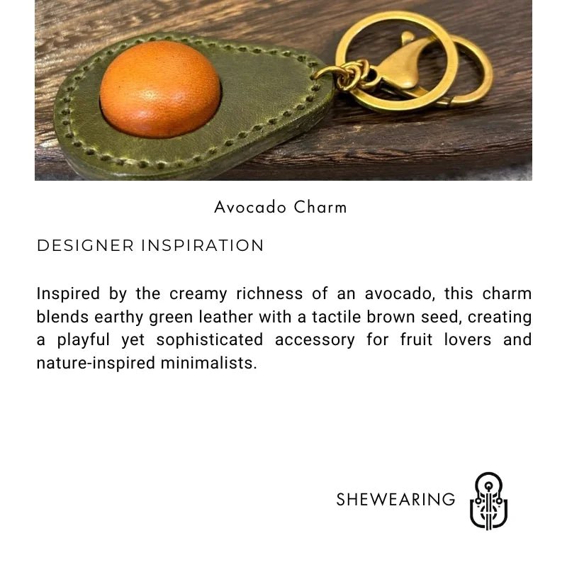Avocado - Inspired Leather Bag Charm – Handcrafted Full - Grain Leather Keychain | Cute Fruit Pendant for Bags & Cars | Thickened Textured Accessory - shewearing