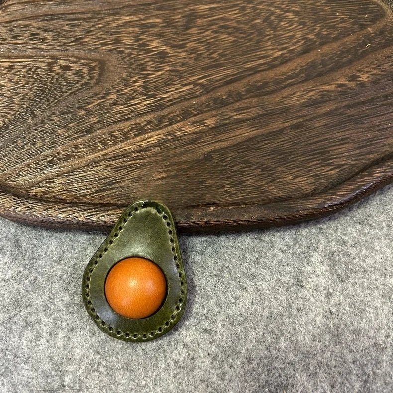 Avocado - Inspired Leather Bag Charm – Handcrafted Full - Grain Leather Keychain | Cute Fruit Pendant for Bags & Cars | Thickened Textured Accessory - shewearing
