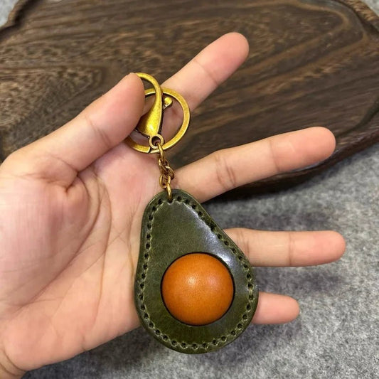 Avocado - Inspired Leather Bag Charm – Handcrafted Full - Grain Leather Keychain | Cute Fruit Pendant for Bags & Cars | Thickened Textured Accessory - shewearing