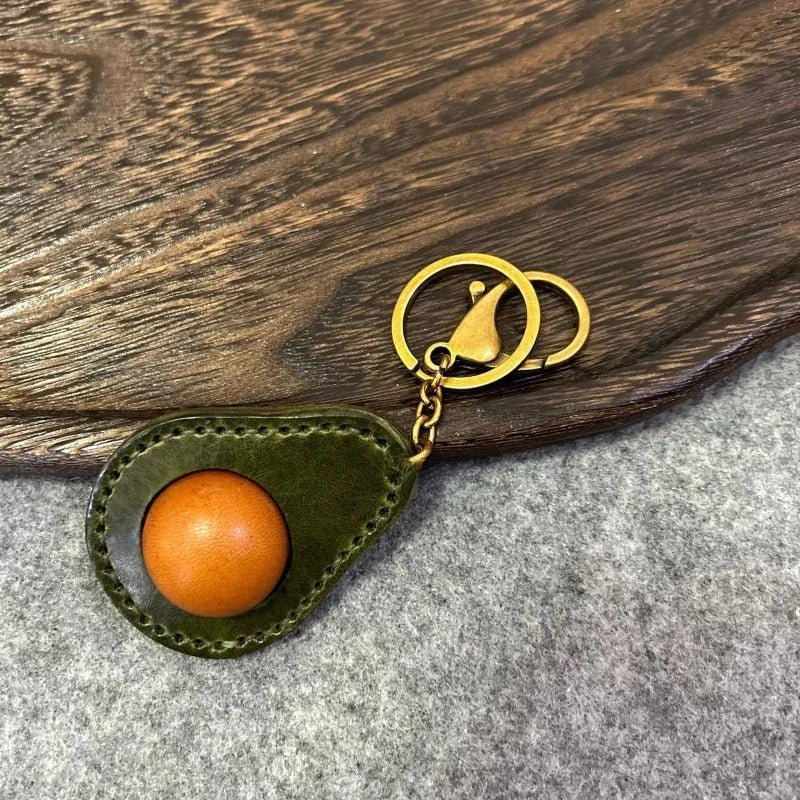 Avocado - Inspired Leather Bag Charm – Handcrafted Full - Grain Leather Keychain | Cute Fruit Pendant for Bags & Cars | Thickened Textured Accessory - shewearing