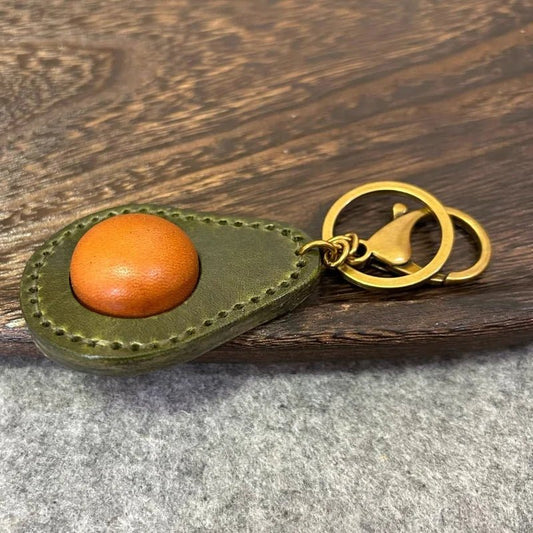 Avocado - Inspired Leather Bag Charm – Handcrafted Full - Grain Leather Keychain | Cute Fruit Pendant for Bags & Cars | Thickened Textured Accessory - shewearing