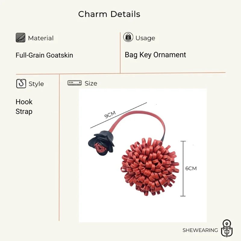 Blooming Leather Flower Bag Charm – Handmade Lambskin Keychain Ornament | Soft Petal Design | Unique Gift for Her - shewearing