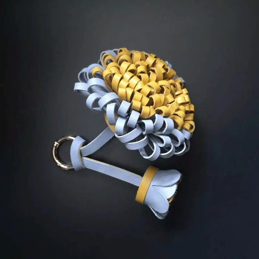Blooming Leather Flower Bag Charm – Handmade Lambskin Keychain Ornament | Soft Petal Design | Unique Gift for Her - shewearing