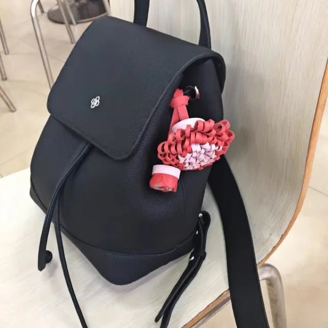 Blooming Leather Flower Bag Charm – Handmade Lambskin Keychain Ornament | Soft Petal Design | Unique Gift for Her - shewearing