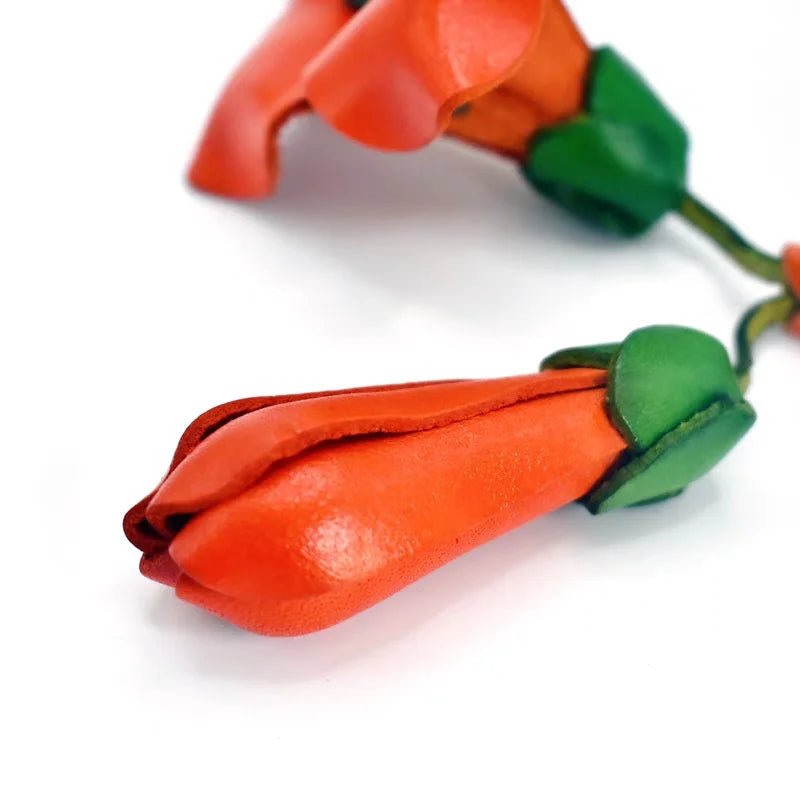 Blooming Leather Flower Bag Charm – Nordic Style Handmade Full - Grain Leather Floral Pendant | 3D Flower Keychain | Handcrafted Luxury Car & Bag Accessory - shewearing