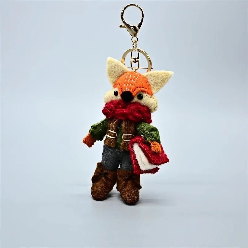 Bookish Fox Wool Charm – Handmade Felt Keychain | Cozy Green Sweater & Book - Loving Design | Slow Living Bag Pendant - shewearing