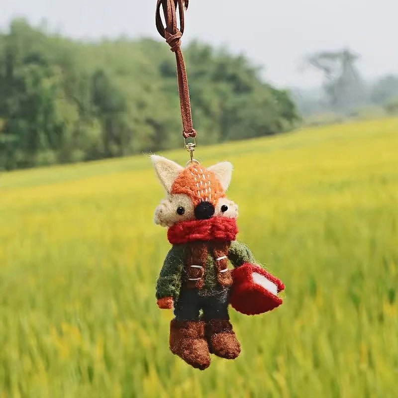 Bookish Fox Wool Charm – Handmade Felt Keychain | Cozy Green Sweater & Book - Loving Design | Slow Living Bag Pendant - shewearing