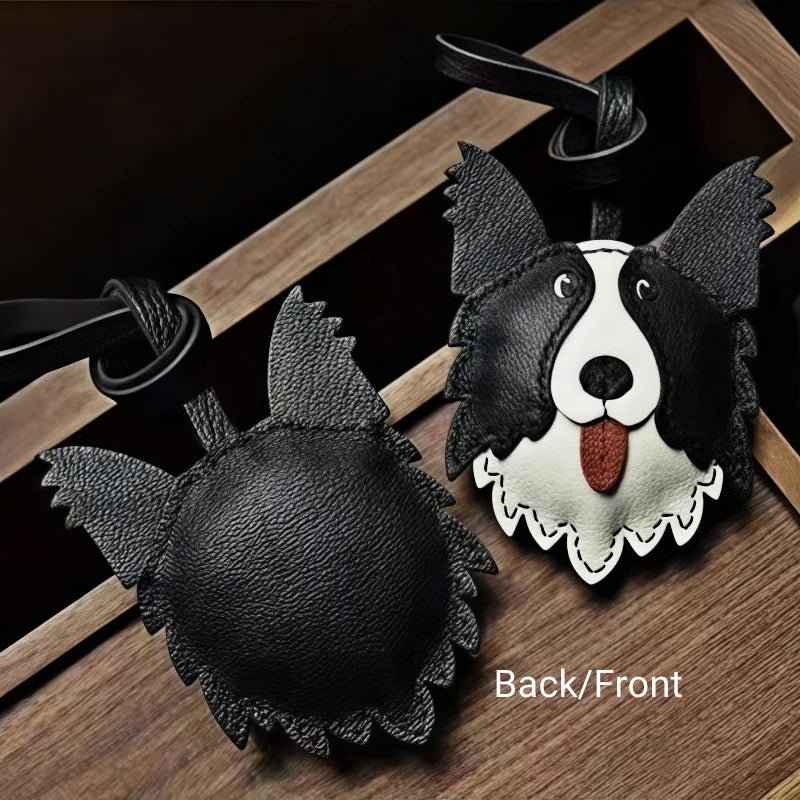 Border Collie Leather Handcrafted Bag Charm Pet Dog Keychain Gift - shewearing