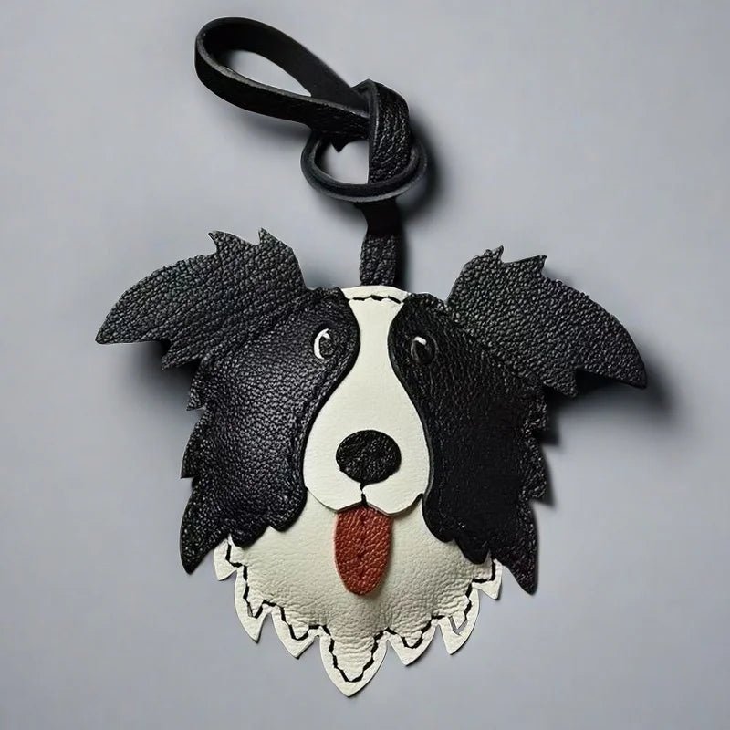 Border Collie Leather Handcrafted Bag Charm Pet Dog Keychain Gift - shewearing