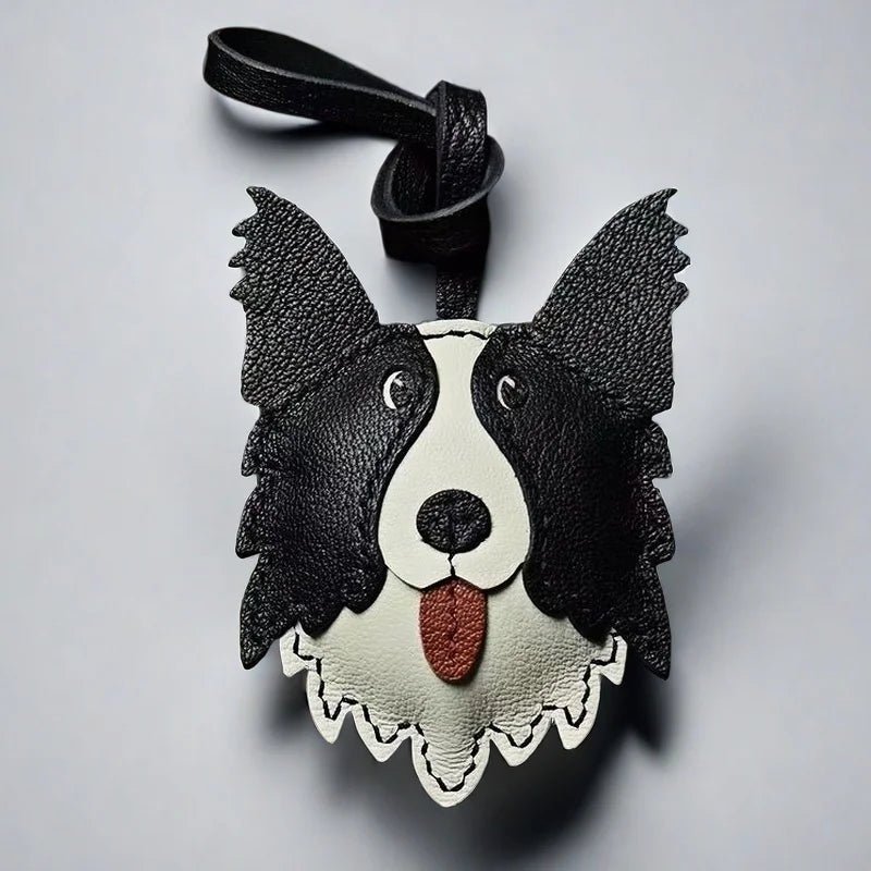 Border Collie Leather Handcrafted Bag Charm Pet Dog Keychain Gift - shewearing