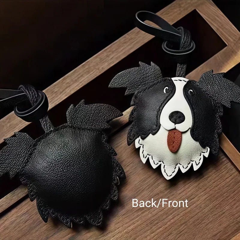 Border Collie Leather Handcrafted Bag Charm Pet Dog Keychain Gift - shewearing
