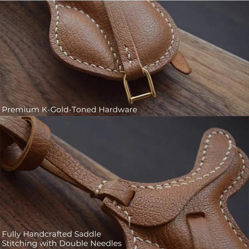 British Saddle - Inspired Leather Bag Charm – Handmade Full - Grain Leather Pendant | Elegant Equestrian Miniature | Luxury Gift for Handbag Lovers - shewearing