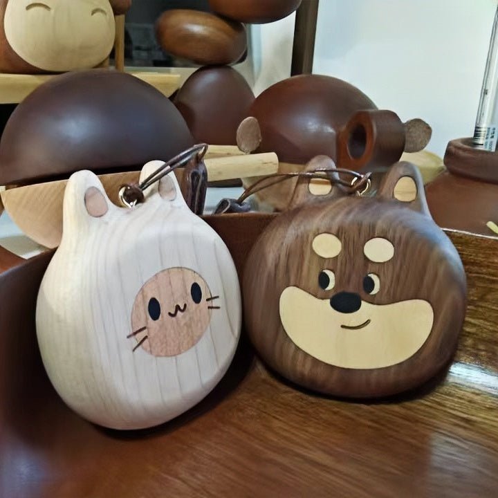Cat and Dog Couple Charm | Handcrafted Wooden Bag Charm | Artisanal Gift for Friends and Couples | Unique Animal Design - shewearing