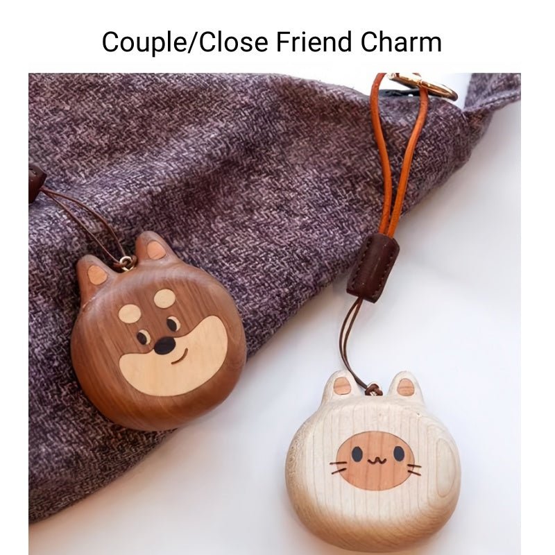 Cat and Dog Couple Charm | Handcrafted Wooden Bag Charm | Artisanal Gift for Friends and Couples | Unique Animal Design - shewearing