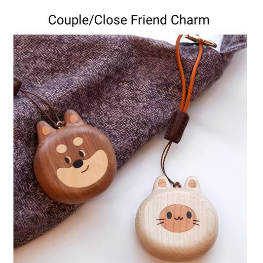 Cat and Dog Couple Charm | Handcrafted Wooden Bag Charm | Artisanal Gift for Friends and Couples | Unique Animal Design - shewearing