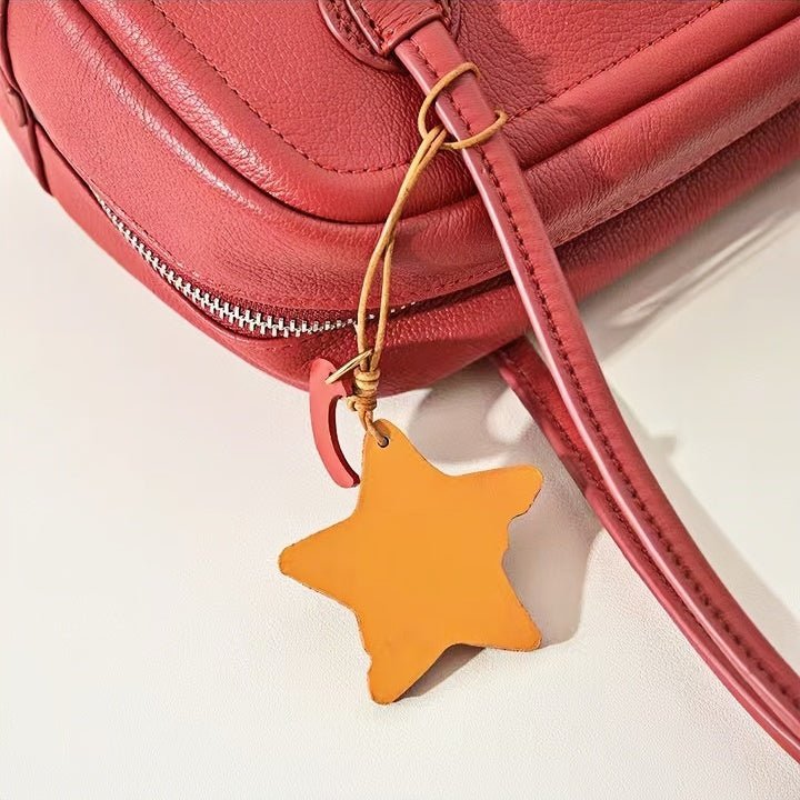 Cheese Star Leather Bag Charm - Handcrafted Vegetable - Tanned Unique Star Design, Small Niche Gift for Bags and Accessories - shewearing
