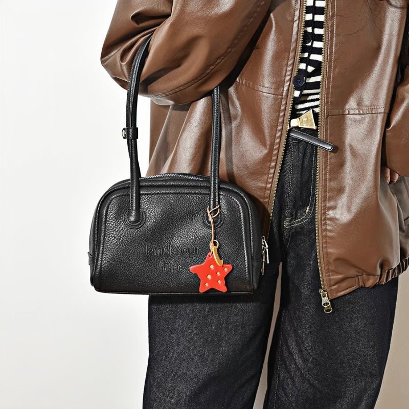 Cheese Star Leather Bag Charm - Handcrafted Vegetable - Tanned Unique Star Design, Small Niche Gift for Bags and Accessories - shewearing