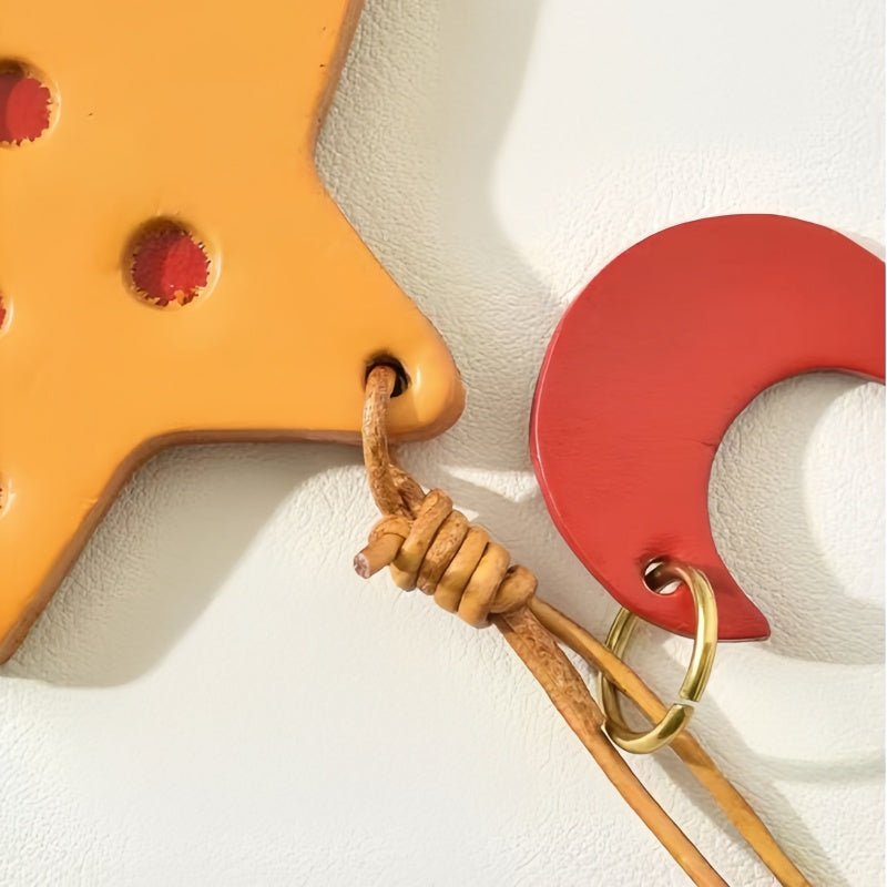 Cheese Star Leather Bag Charm - Handcrafted Vegetable - Tanned Unique Star Design, Small Niche Gift for Bags and Accessories - shewearing
