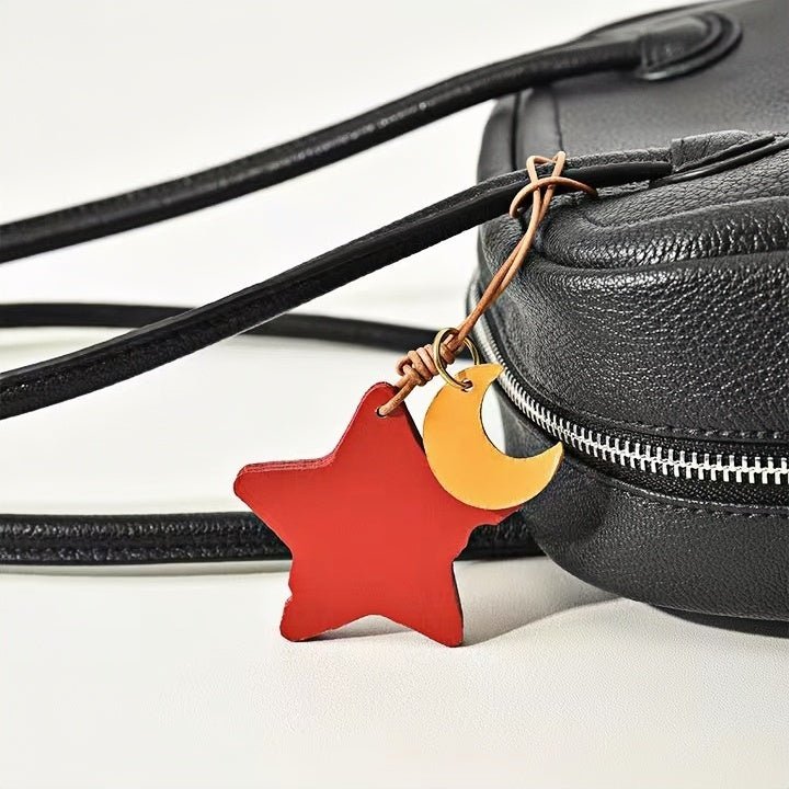 Cheese Star Leather Bag Charm - Handcrafted Vegetable - Tanned Unique Star Design, Small Niche Gift for Bags and Accessories - shewearing
