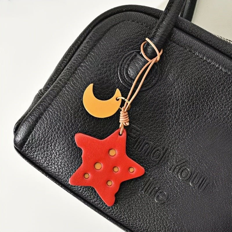Cheese Star Leather Bag Charm - Handcrafted Vegetable - Tanned Unique Star Design, Small Niche Gift for Bags and Accessories - shewearing