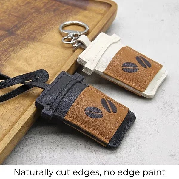 Coffee Cup Leather Bag Charm – Handcrafted Lambskin Pendant with Cartoon Coffee Bean Design | Cute Keychain & Purse Accessory | 16 Styles Available - shewearing