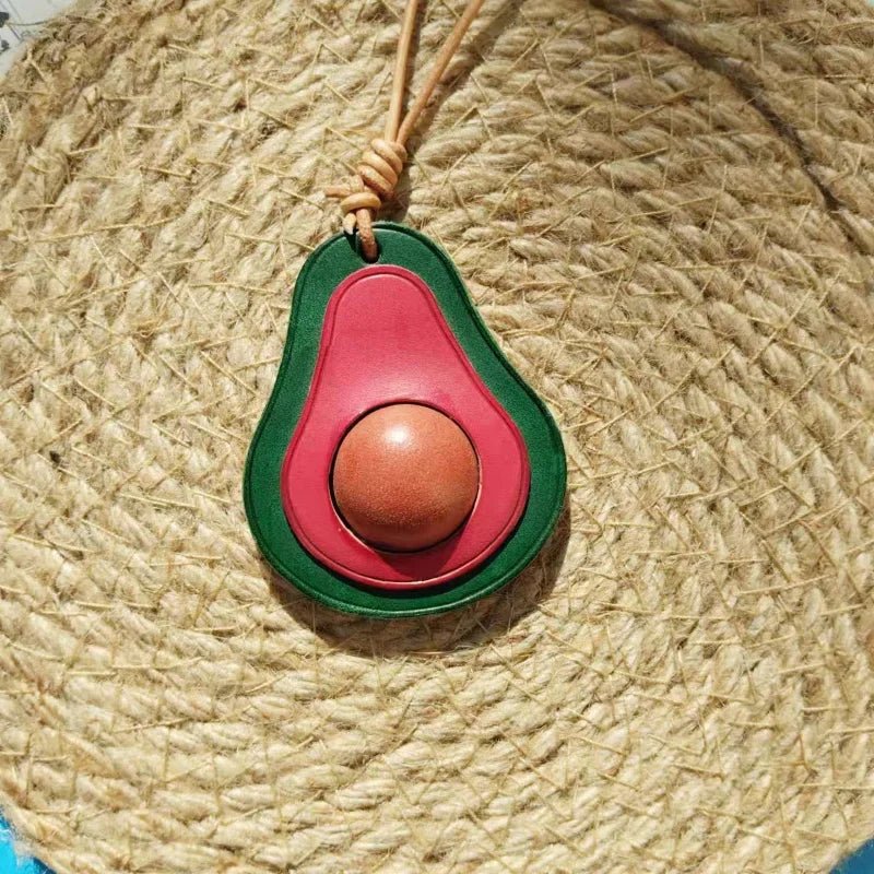 Colorful Avocado Leather Bag Charm – Handcrafted Vegetable - Tanned Keychain | Playful Fruit Pendant for Handbags | Creative Vegan - Inspired Accessory - shewearing