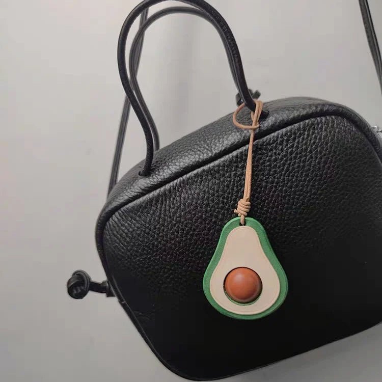 Colorful Avocado Leather Bag Charm – Handcrafted Vegetable - Tanned Keychain | Playful Fruit Pendant for Handbags | Creative Vegan - Inspired Accessory - shewearing