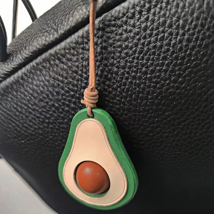 Colorful Avocado Leather Bag Charm – Handcrafted Vegetable - Tanned Keychain | Playful Fruit Pendant for Handbags | Creative Vegan - Inspired Accessory - shewearing