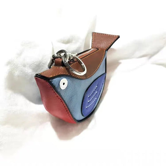 Colorful Bird - Shaped Leather Coin Purse – Handmade Full - Grain Keychain Wallet | Cute Mini Bag Charm for Women - shewearing