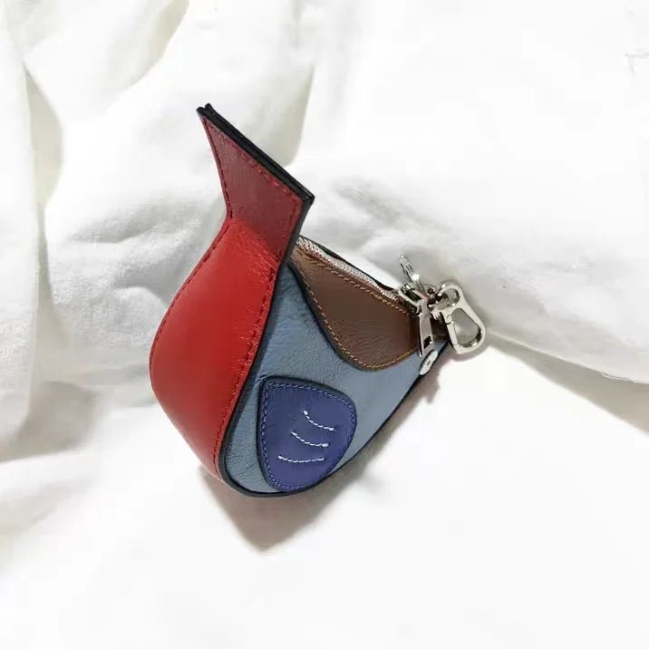 Colorful Bird - Shaped Leather Coin Purse – Handmade Full - Grain Keychain Wallet | Cute Mini Bag Charm for Women - shewearing