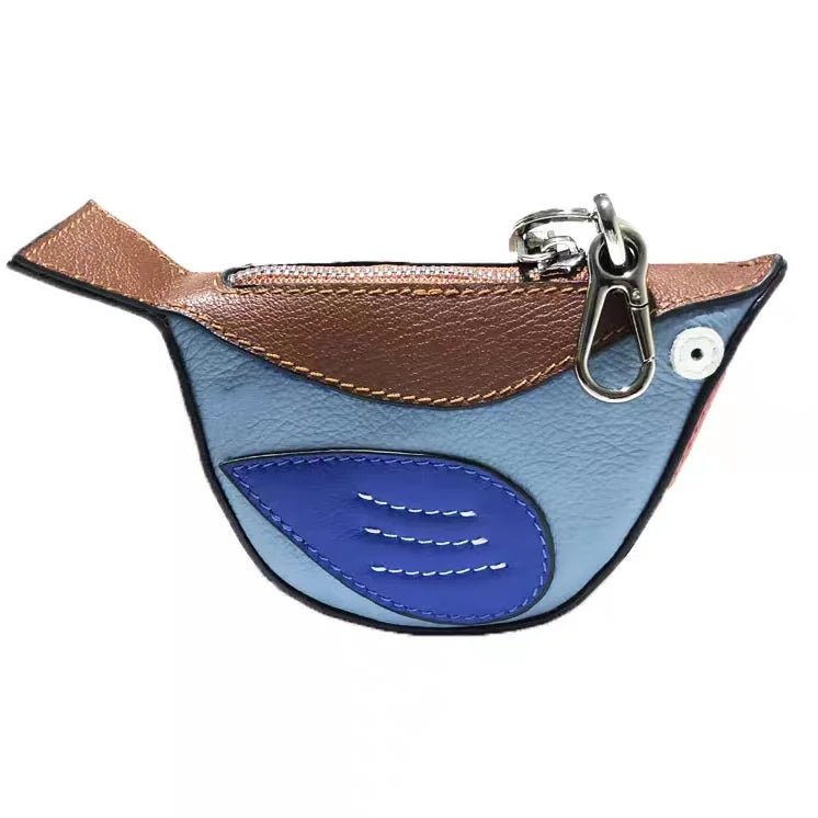 Colorful Bird - Shaped Leather Coin Purse – Handmade Full - Grain Keychain Wallet | Cute Mini Bag Charm for Women - shewearing