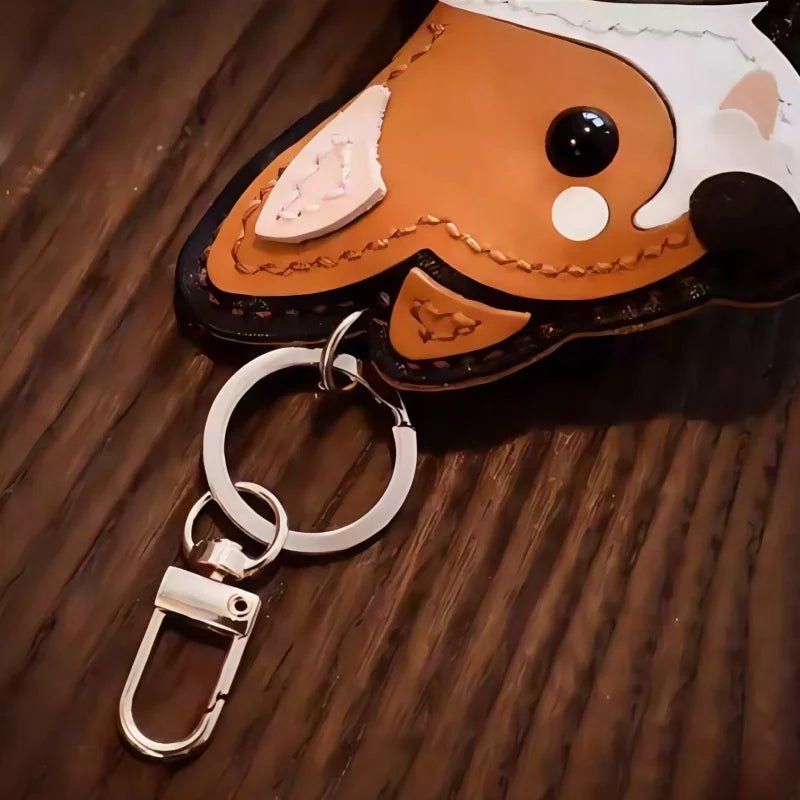 Corgi Pet Leather Bag Charm Hand - Stitched Leather Accessory Creative Keychain Pendant Cute Gift for Women - shewearing