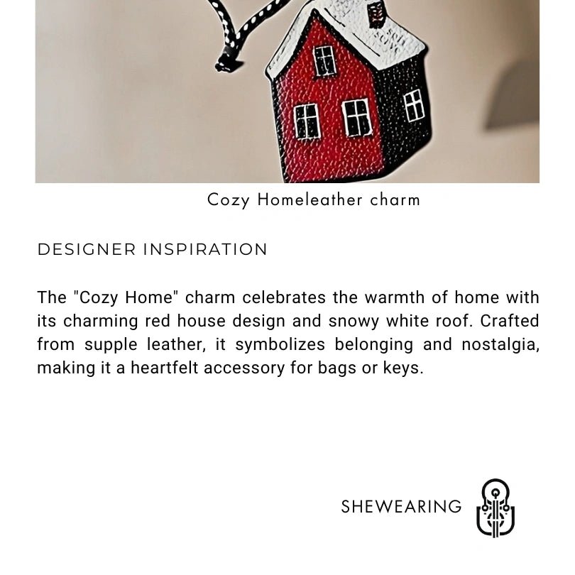 Cozy Home Leather Charm – Double - Sided 3D Red House Keychain and Bag Accessory - shewearing