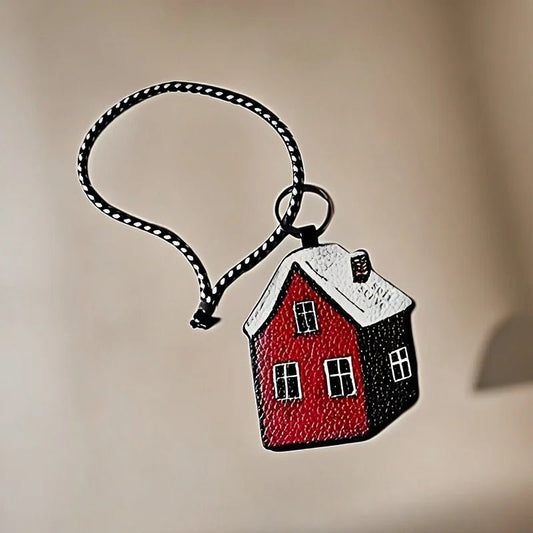 Cozy Home Leather Charm – Double - Sided 3D Red House Keychain and Bag Accessory - shewearing