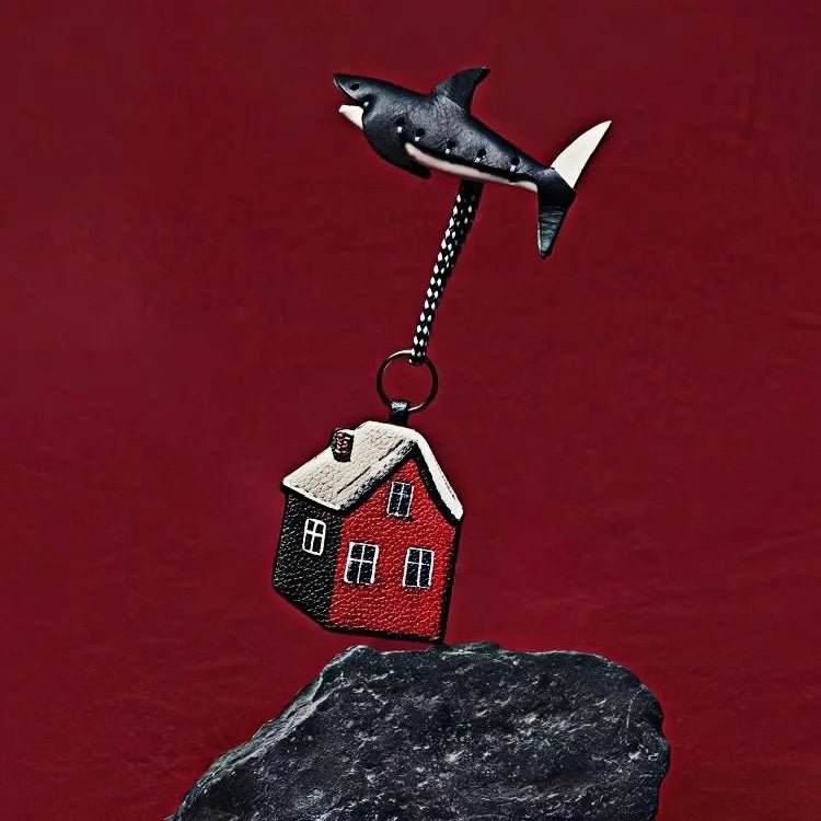 Cozy Home Leather Charm – Double - Sided 3D Red House Keychain and Bag Accessory - shewearing
