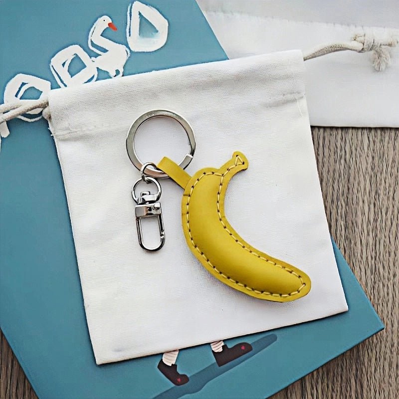 Creative Banana Leather Bag Charm – Full - Grain Cowhide Handmade Accessory for Bags and Keys, Whimsical Gift Idea - shewearing