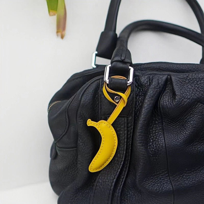 Creative Banana Leather Bag Charm – Full - Grain Cowhide Handmade Accessory for Bags and Keys, Whimsical Gift Idea - shewearing