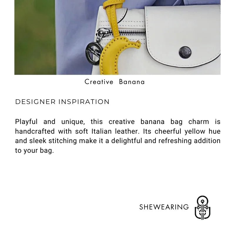 Creative Banana Leather Bag Charm – Full - Grain Cowhide Handmade Accessory for Bags and Keys, Whimsical Gift Idea - shewearing