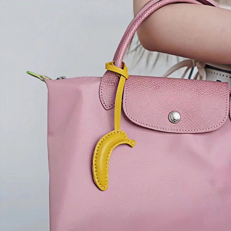 Creative Banana Leather Bag Charm – Full - Grain Cowhide Handmade Accessory for Bags and Keys, Whimsical Gift Idea - shewearing