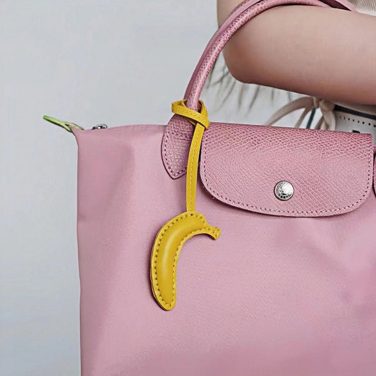 Creative Banana Leather Bag Charm – Full - Grain Cowhide Handmade Accessory for Bags and Keys, Whimsical Gift Idea - shewearing